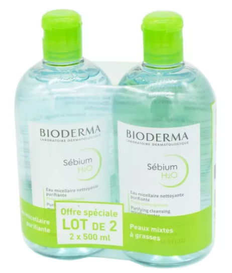 BIODERMA - SEBIUM H2O EAU MICELLAIRE 500ML LOTx2