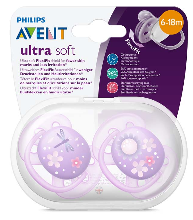 BS - AVENT - SUCETTE ULTRA SOFT FILLE 6-18M